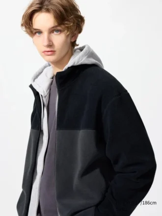 Unisex Polar Tam Fermuarlı Ceket | Renk Blok
