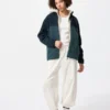 Unisex Polar Tam Fermuarlı Ceket | Renk Blok