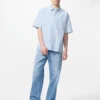 Unisex Seersucker Gömlek | Kısa Kollar | Çizgili