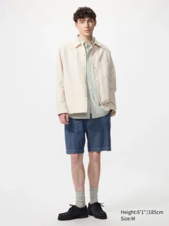Unisex Streç Rahat Şortlar | Denim | 8″