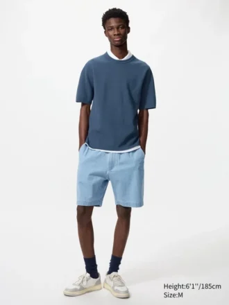 Unisex Streç Rahat Şortlar | Denim | 8″