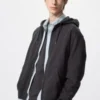 Unisex Tam Fermuarlı Kapüşonlu Sweatshirt