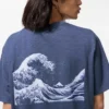 Unisex Ukiyo-E Mavi UT Grafik Tişört Unisex Ukiyo-E Mavi UT Grafik Tişört