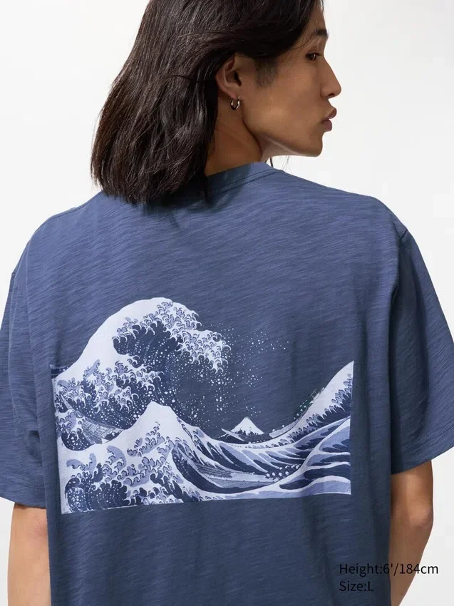 Unisex Ukiyo-E Mavi UT Grafik Tişört Unisex Ukiyo-E Mavi UT Grafik Tişört
