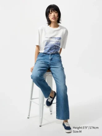 Unisex Ukiyo-E Mavi UT Grafik Tişört