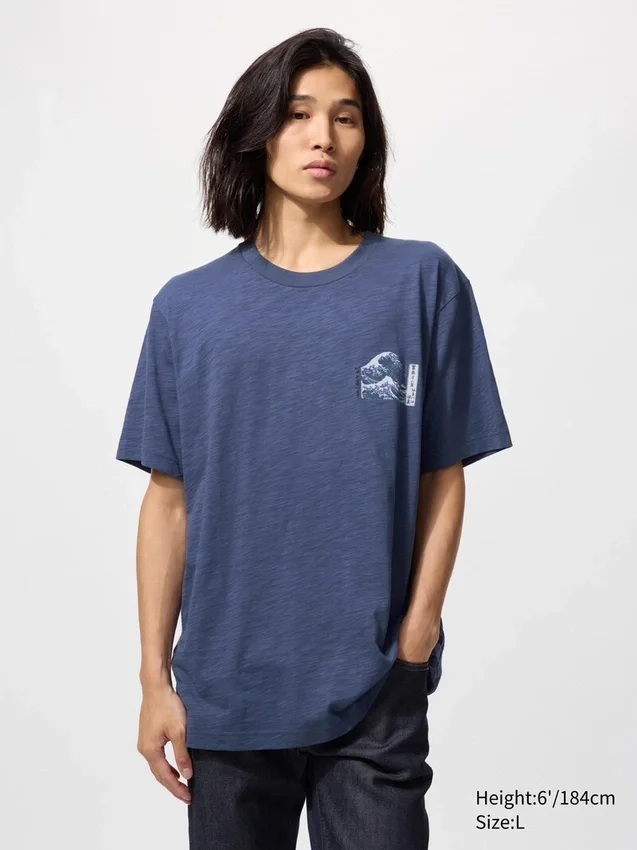 Unisex Ukiyo-E Mavi UT Grafik Tişört Unisex Ukiyo-E Mavi UT Grafik Tişört