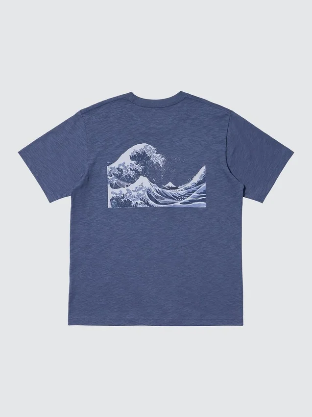 Unisex Ukiyo-E Mavi UT Grafik Tişört Unisex Ukiyo-E Mavi UT Grafik Tişört