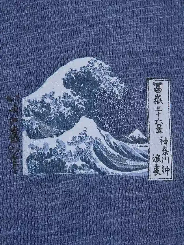 Unisex Ukiyo-E Mavi UT Grafik Tişört Unisex Ukiyo-E Mavi UT Grafik Tişört