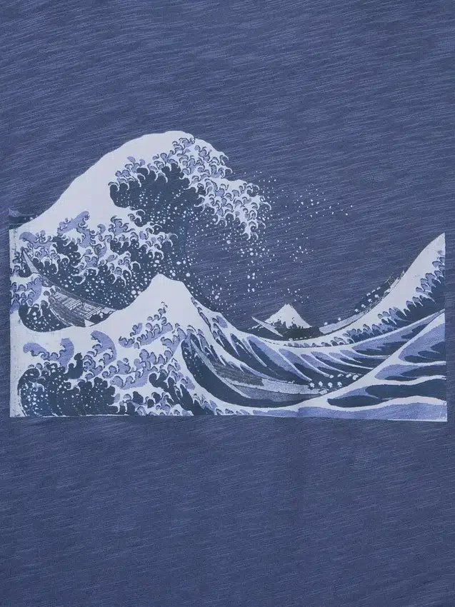 Unisex Ukiyo-E Mavi UT Grafik Tişört Unisex Ukiyo-E Mavi UT Grafik Tişört