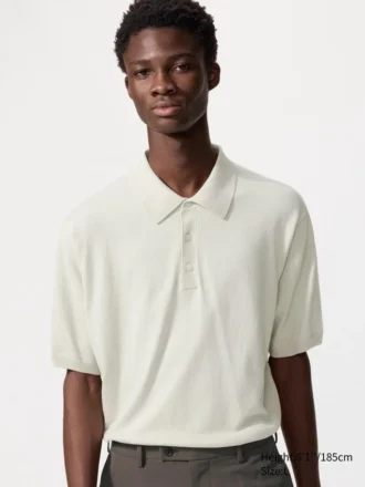 Unisex Yıkanabilir Örme Polo Kazak | Kısa Kollar