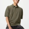 Unisex Yıkanabilir Örme Polo Kazak | Kısa Kollar