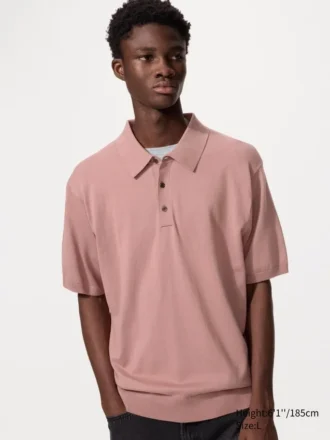 Unisex Yıkanabilir Örme Polo Kazak | Kısa Kollar