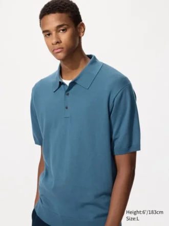 Unisex Yıkanabilir Örme Polo Kazak | Kısa Kollar