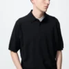 Unisex Yıkanabilir Örme Polo Kazak | Kısa Kollar