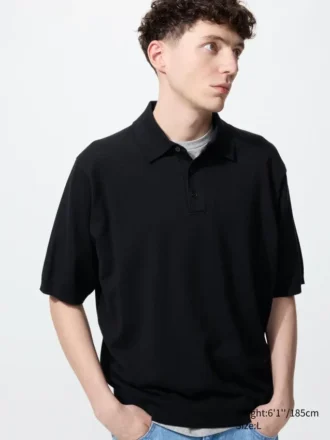 Unisex Yıkanabilir Örme Polo Kazak | Kısa Kollar